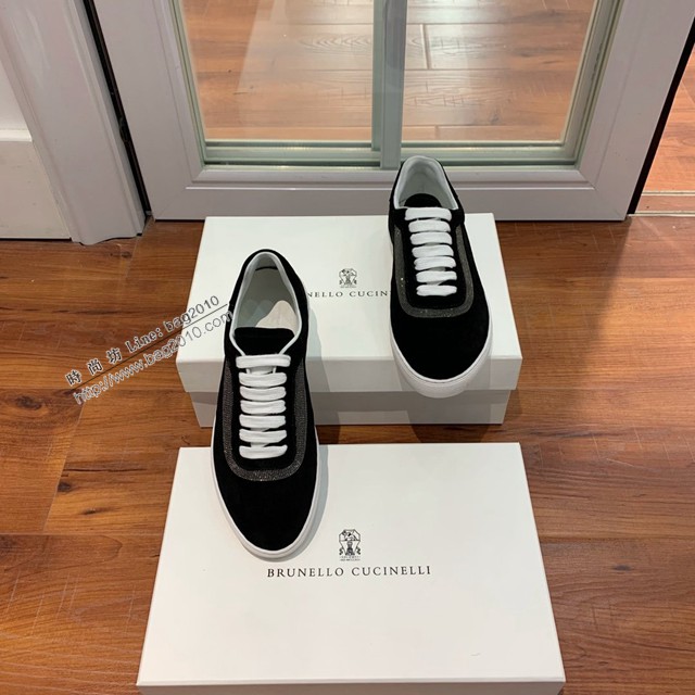 Brunello Cucinelli平底休閒鞋 鞋面牛絨串珠運動女鞋 dx3093